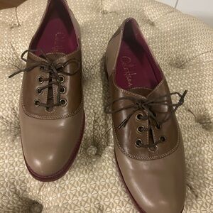 Cole Haan Two-Tone Brown and Tan Leather Lace-Up Flats